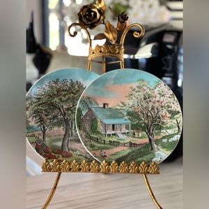 Vintage 80s Currier & Ives Four Seasons Plates